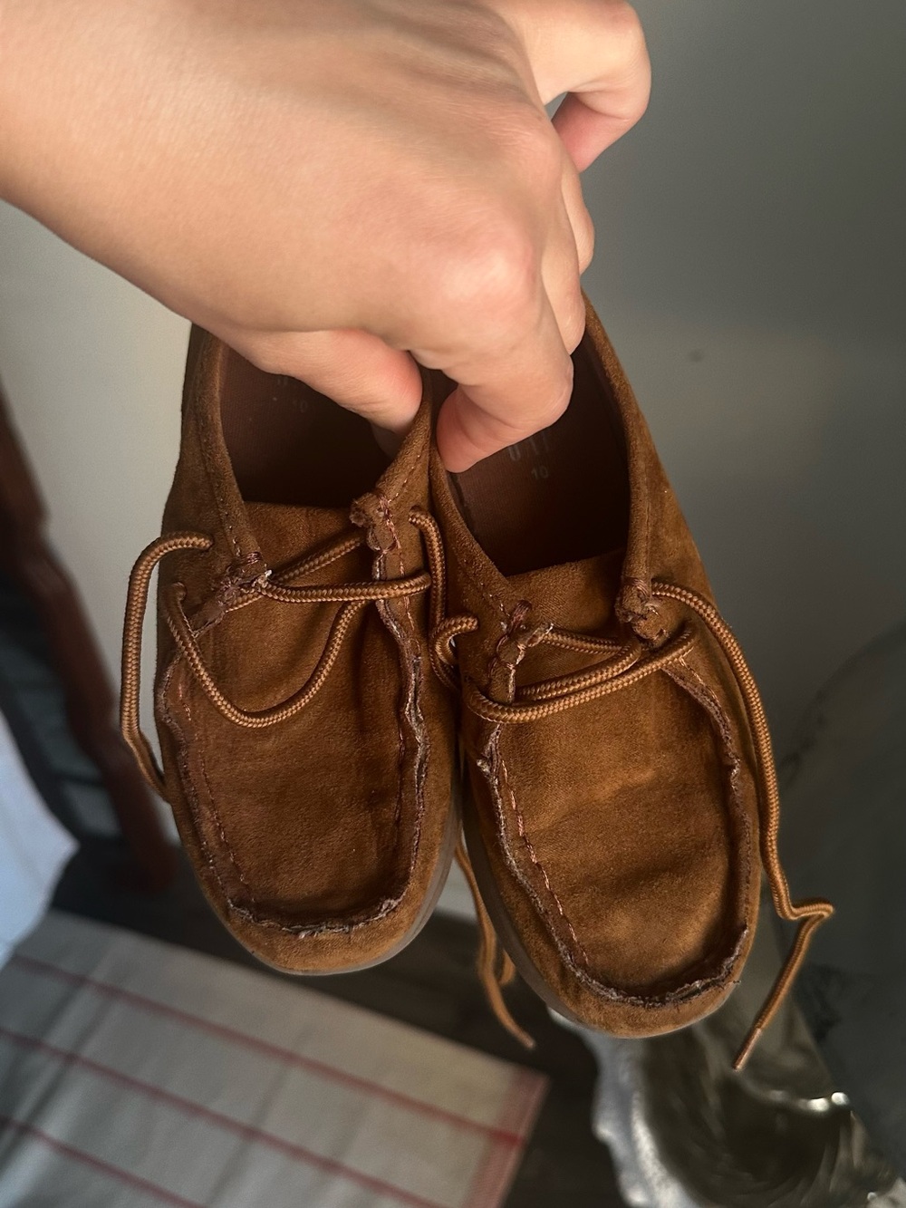Kids Suede Moccasin Loafers - Brown